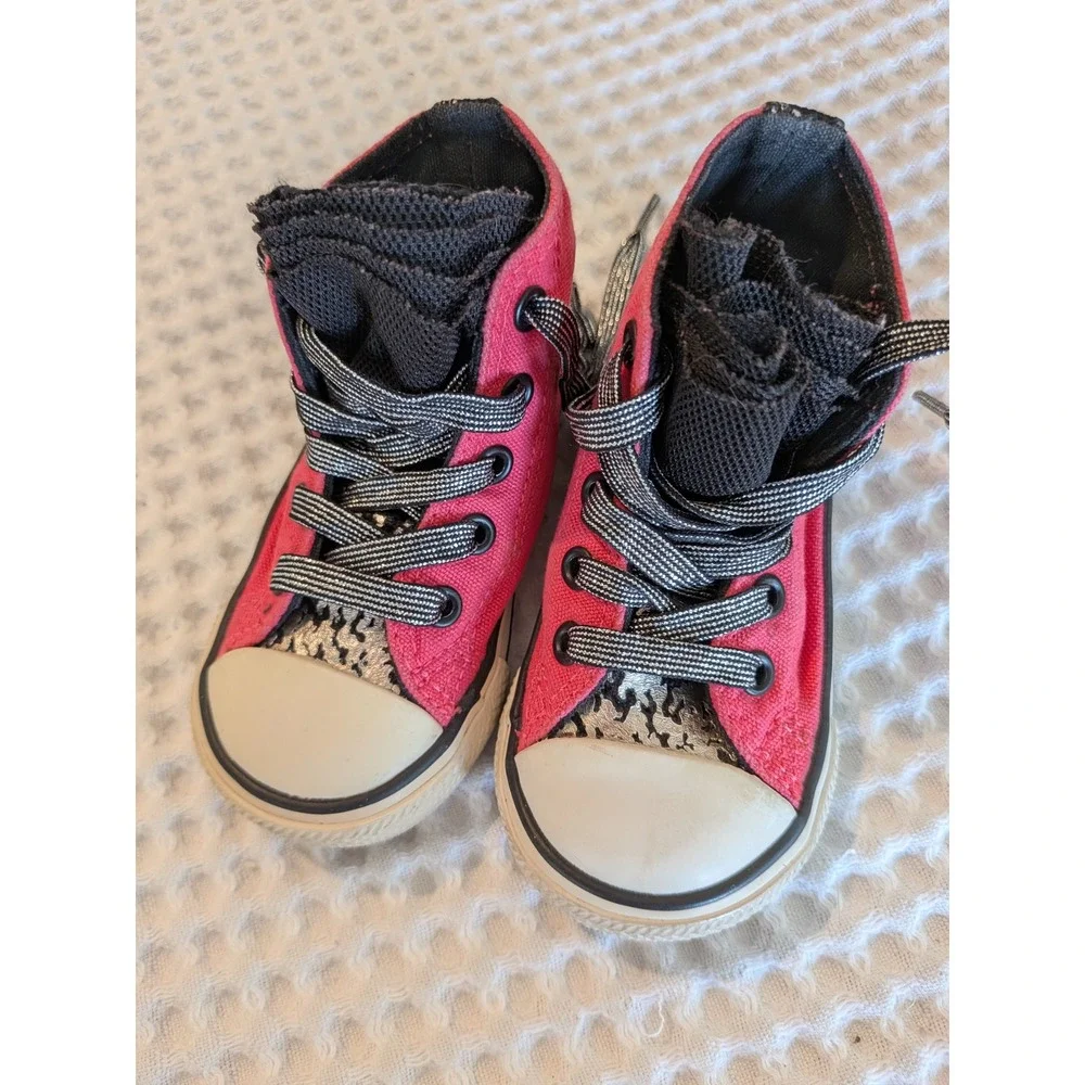 Converse All Star Party Toddler Size 5 Pink Double Tongue Ruffle High Top - Picture 1 of 6